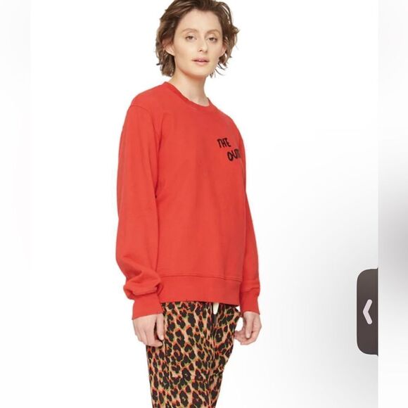 FREE PEOPLE x SANDRINE ROSE Red Blood New Crew Sweats The outsider sz Large NEW - Picture 1 of 6